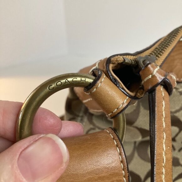 Vintage Coach Signature Crossbody Bag Canvas Leather 10403 Flaw - Picture 8 of 12